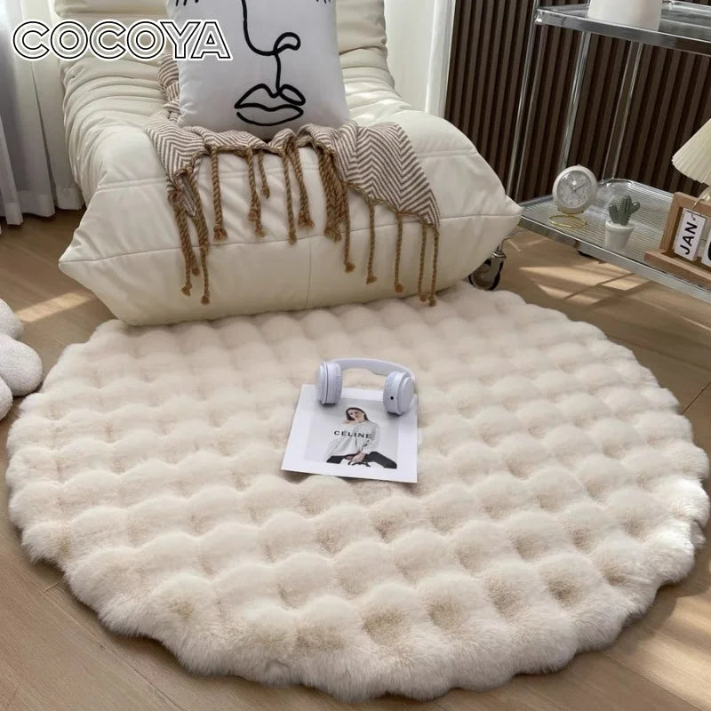 Faux Fur Round Carpet - Luxury Plush Rugs for Bedroom Decor