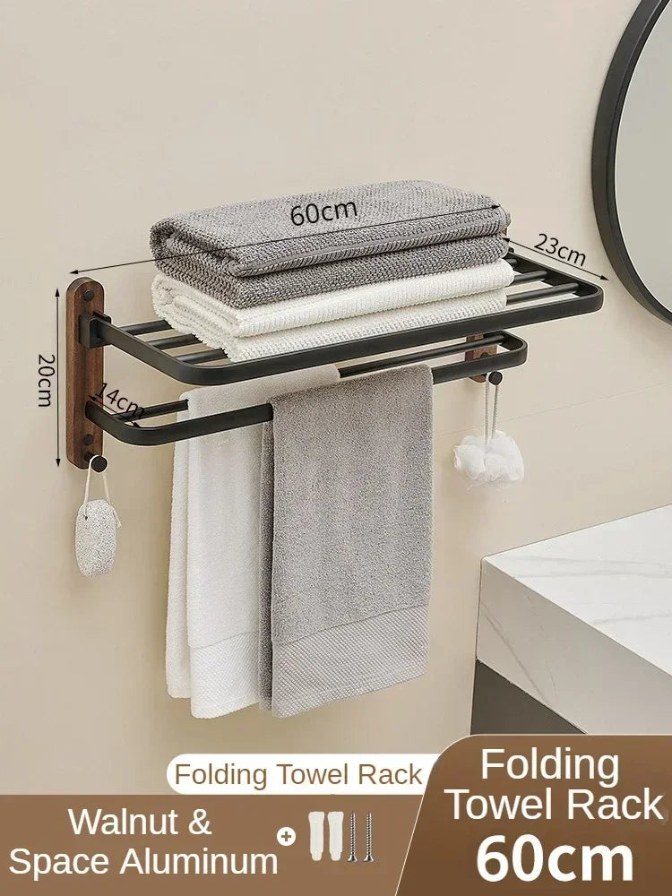 Wall Mounted Rack: Solid Wood & Metal Organizer