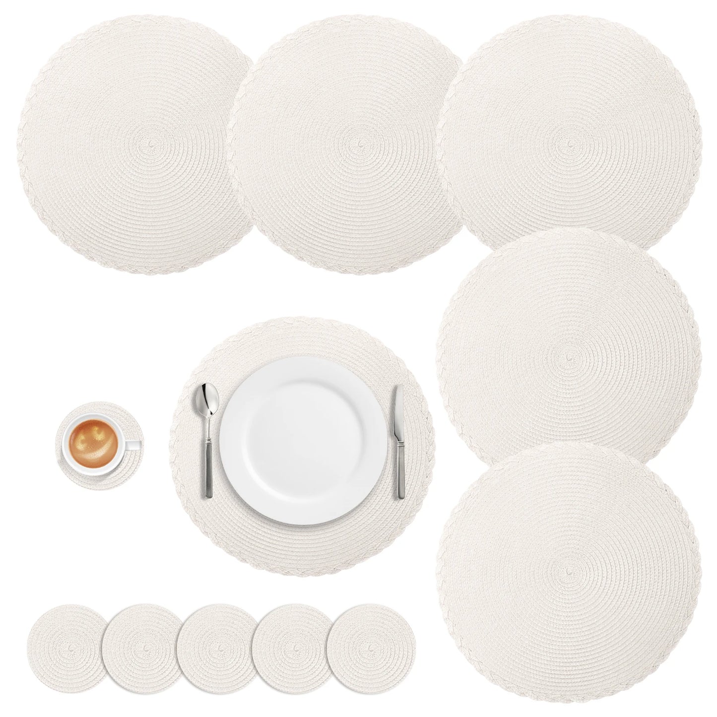 Heat Resistant Round Placemats Set of 6 - Durable & Stylish