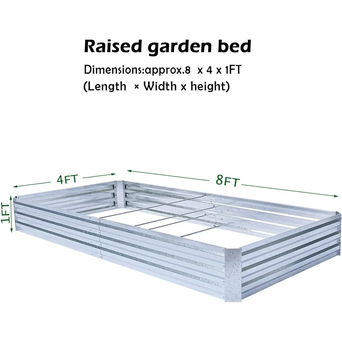 Galvanized Raised Garden Beds - Large Metal Planter 8x4x1ft