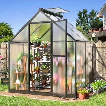 8x14 FT Aluminum Greenhouse with Ventilation Windows