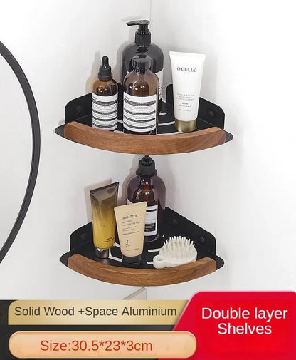 Wall Mounted Rack: Solid Wood & Metal Organizer