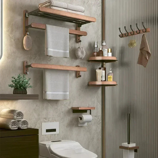 Wall Mounted Rack: Solid Wood & Metal Organizer