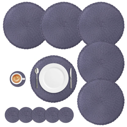 Heat Resistant Round Placemats Set of 6 - Durable & Stylish