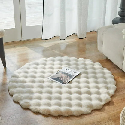 Faux Fur Round Carpet - Luxury Plush Rugs for Bedroom Decor