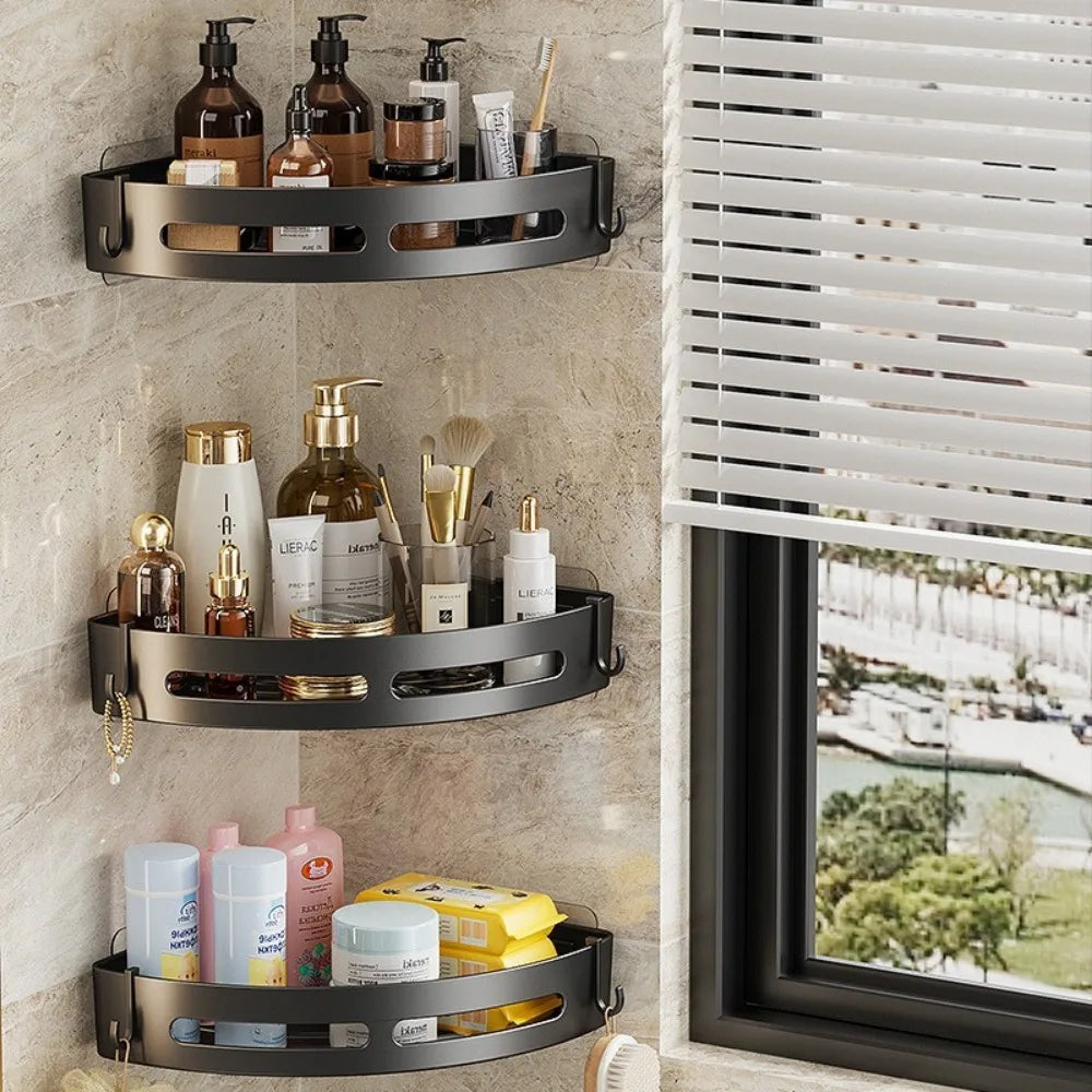 Adhesive Bathroom Shelves - No Punching Shower Storage