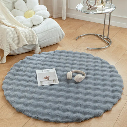 Faux Fur Round Carpet - Luxury Plush Rugs for Bedroom Decor