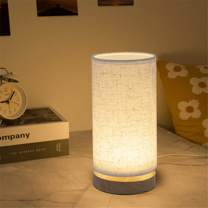 LED Table Lamp - Warm Light, Solid Wood Base, Linen Shade