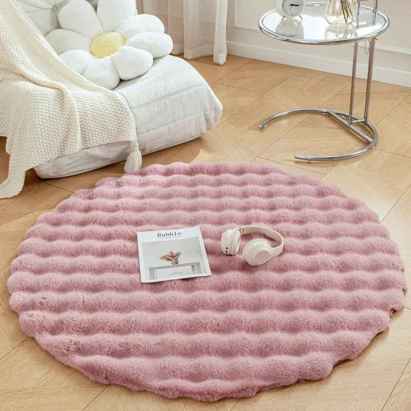 Faux Fur Round Carpet - Luxury Plush Rugs for Bedroom Decor