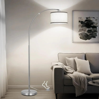 Modern Floor Lamp: Adjustable Drum Shade, Foot Switch