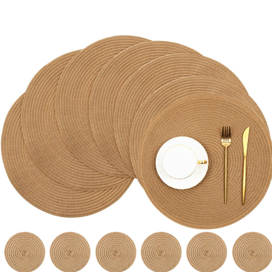 Heat Resistant Round Placemats Set of 6 - Durable & Stylish