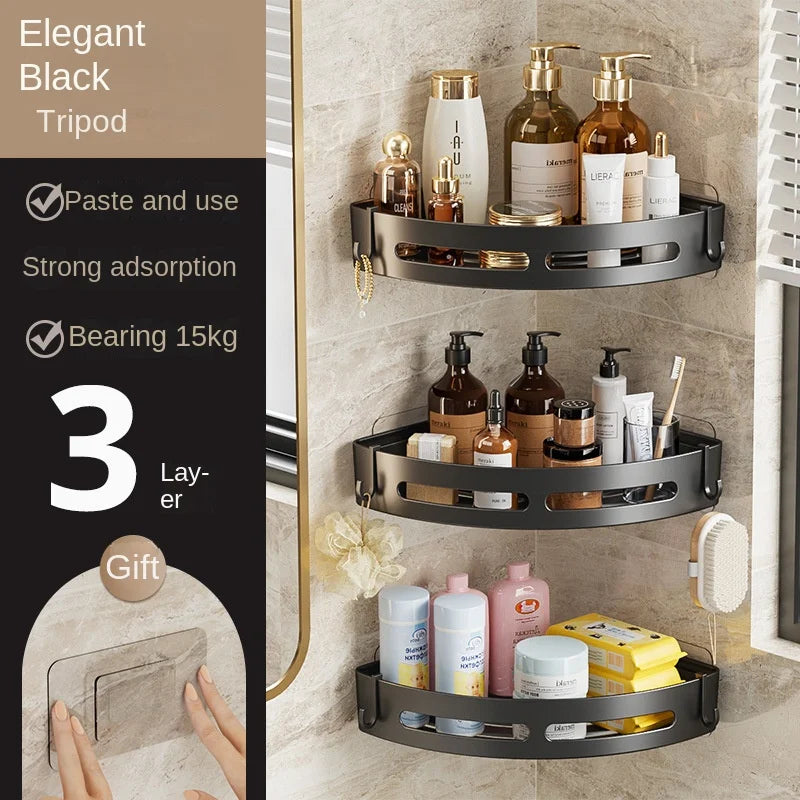 Adhesive Bathroom Shelves - No Punching Shower Storage