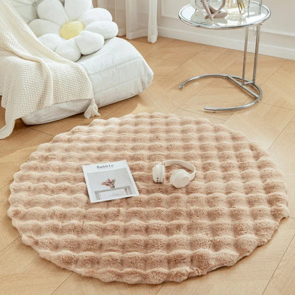 Faux Fur Round Carpet - Luxury Plush Rugs for Bedroom Decor