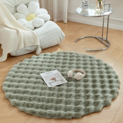 Faux Fur Round Carpet - Luxury Plush Rugs for Bedroom Decor