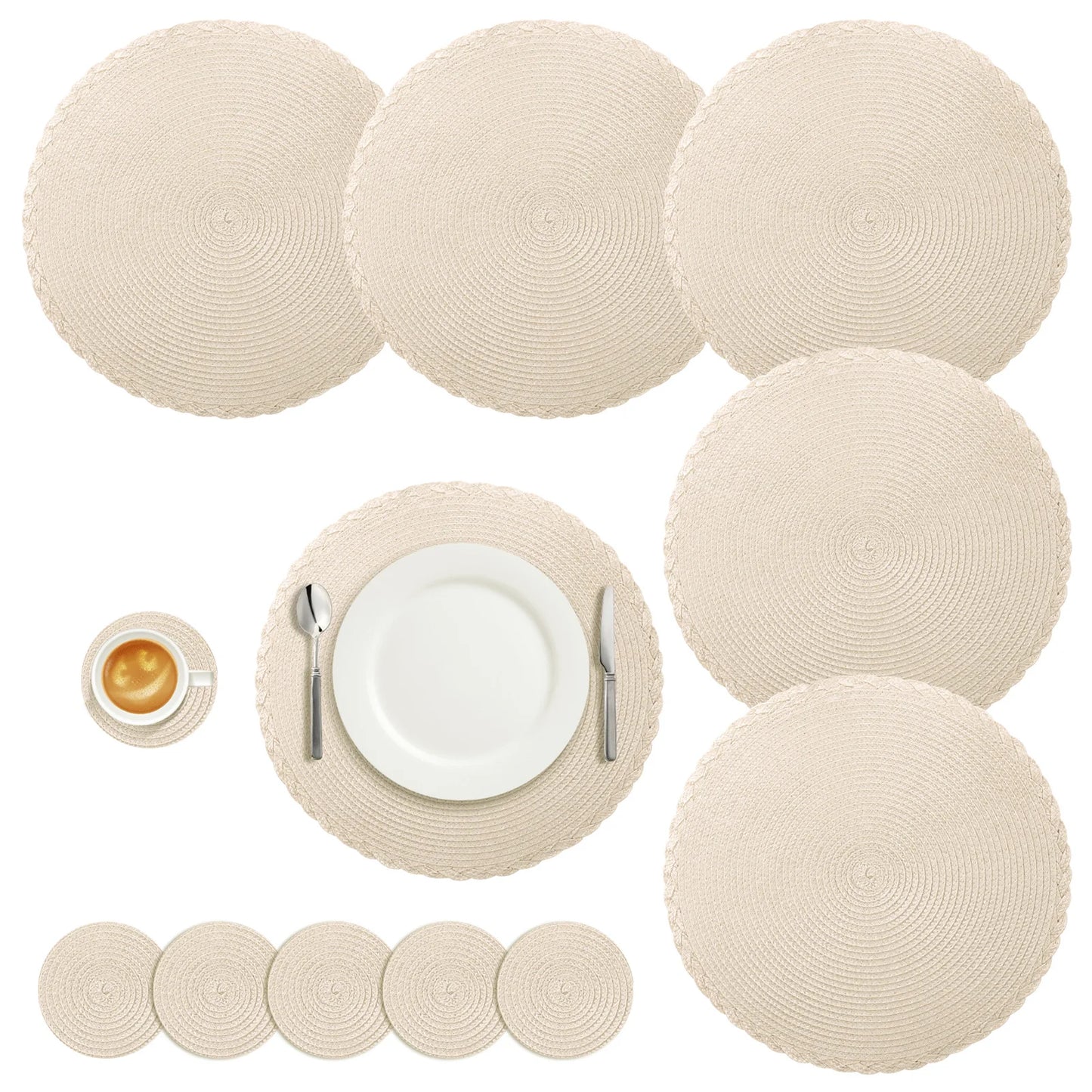 Heat Resistant Round Placemats Set of 6 - Durable & Stylish