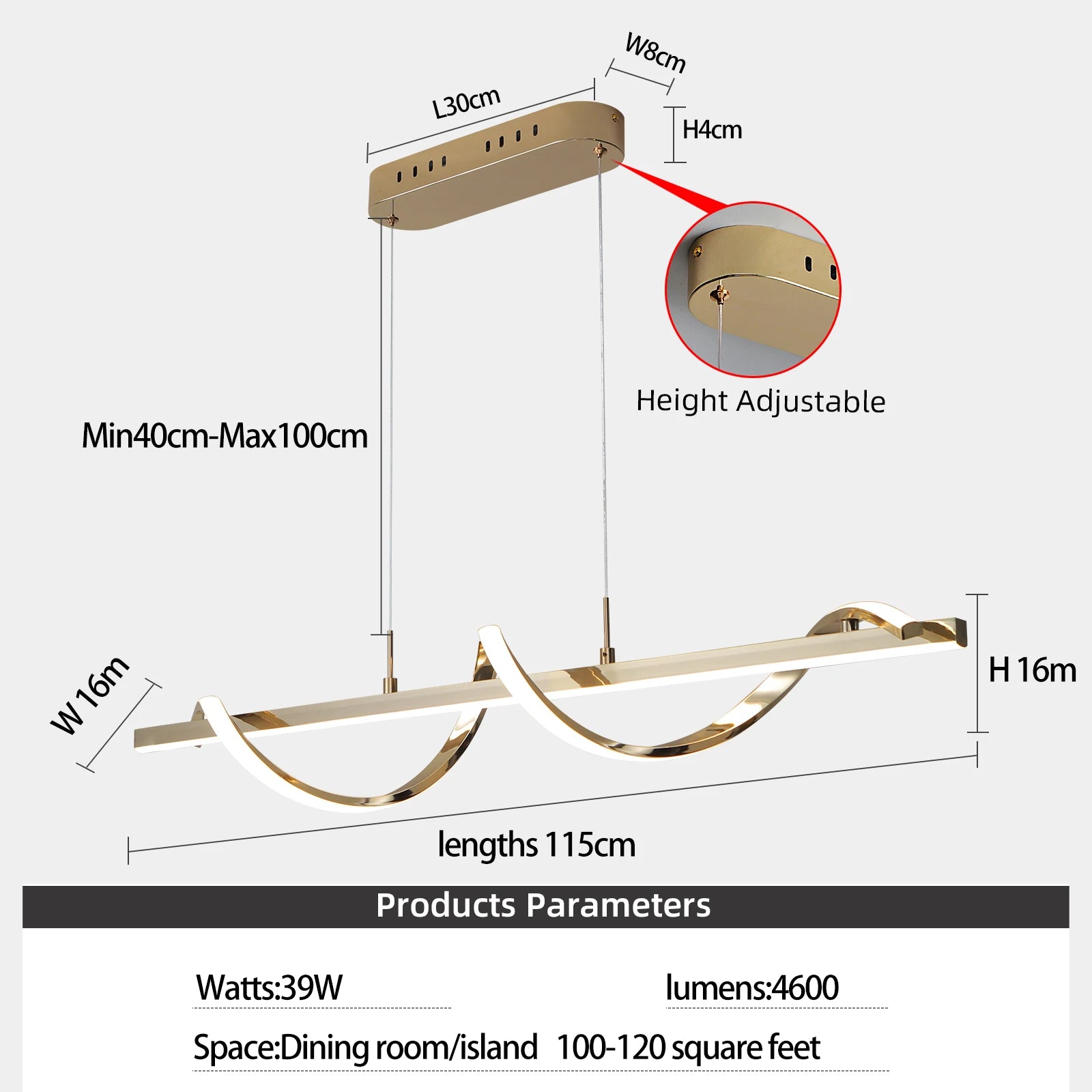 Plated gold L115cm