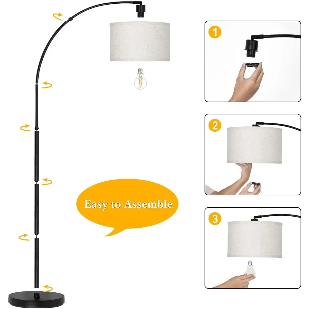 Modern Floor Lamp: Adjustable Drum Shade, Foot Switch