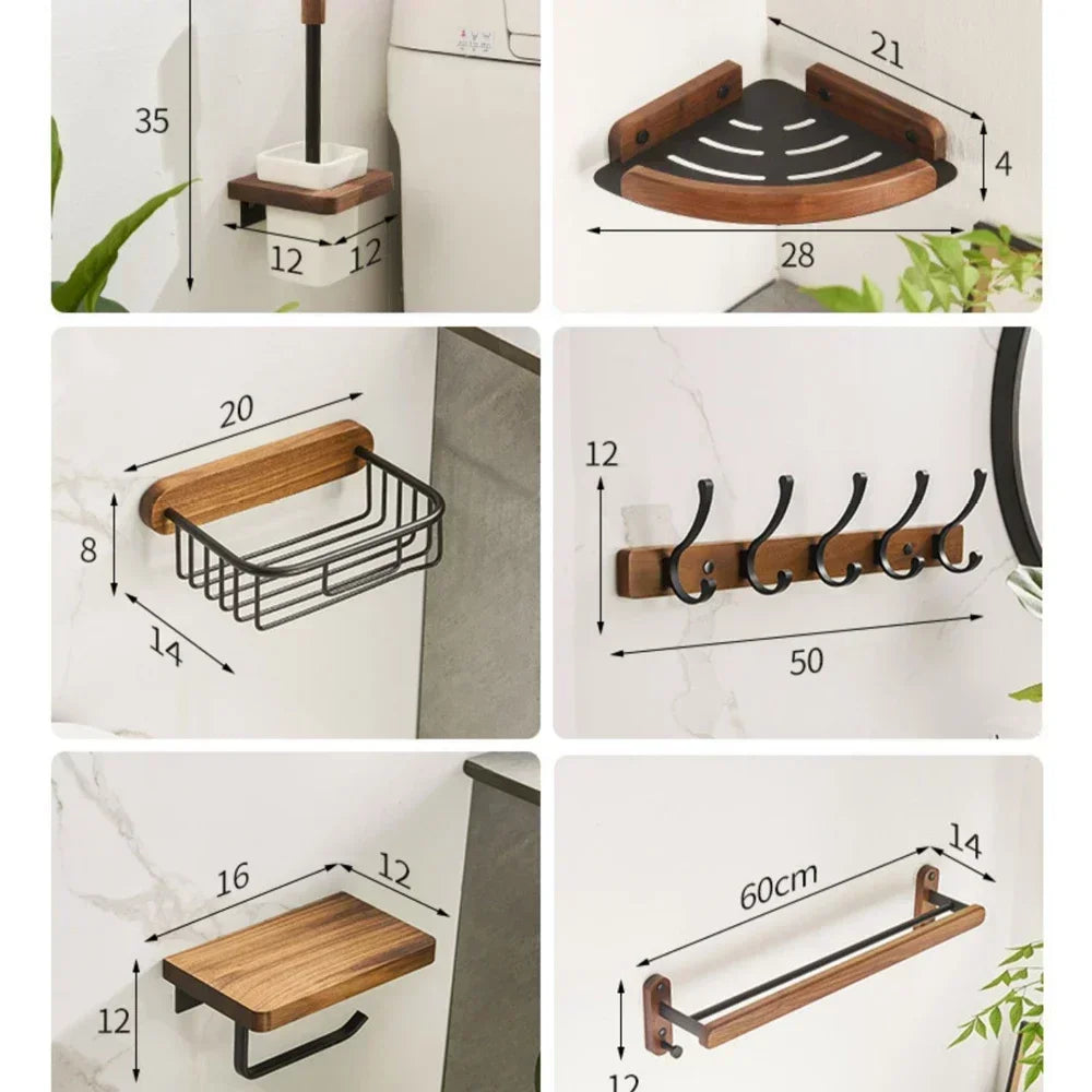 Wall Mounted Rack: Solid Wood & Metal Organizer