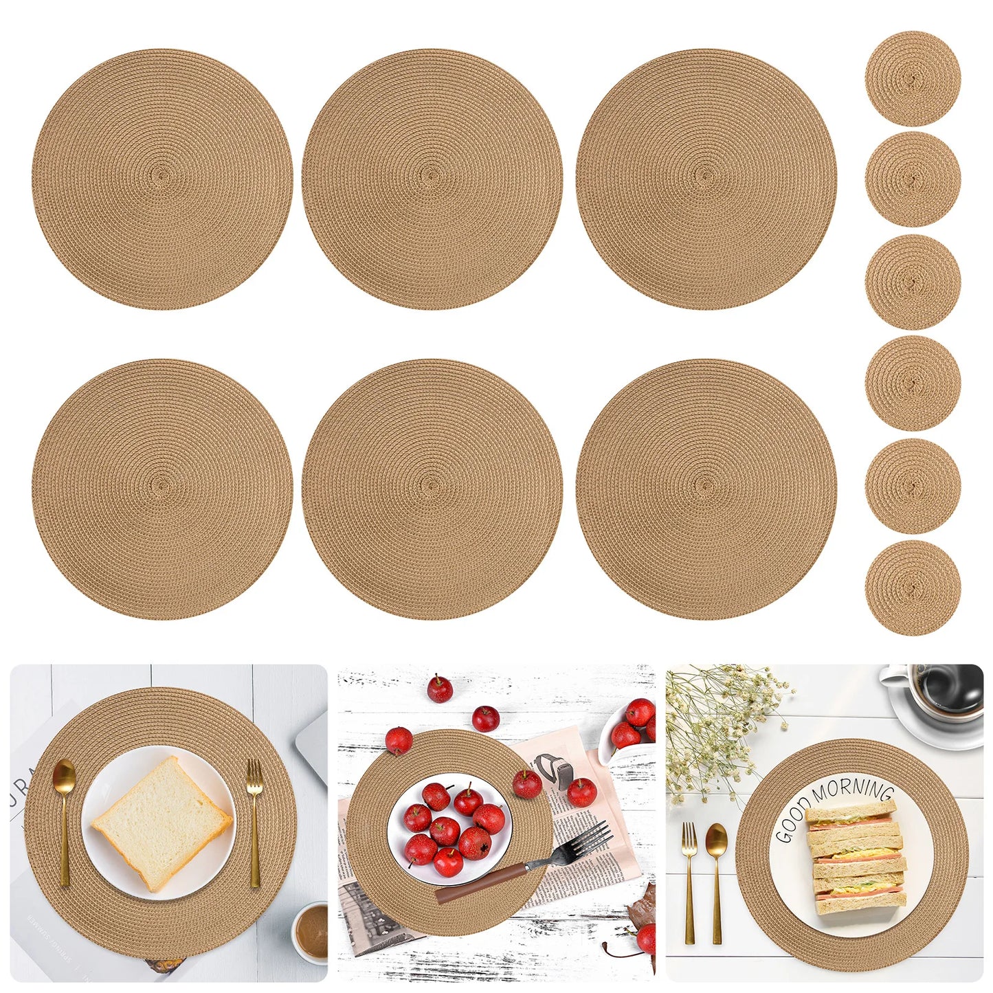 Heat Resistant Round Placemats Set of 6 - Durable & Stylish