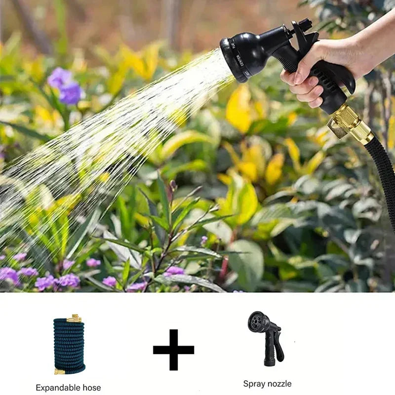 Expandable Garden Hose with Multifunctional Water Gun