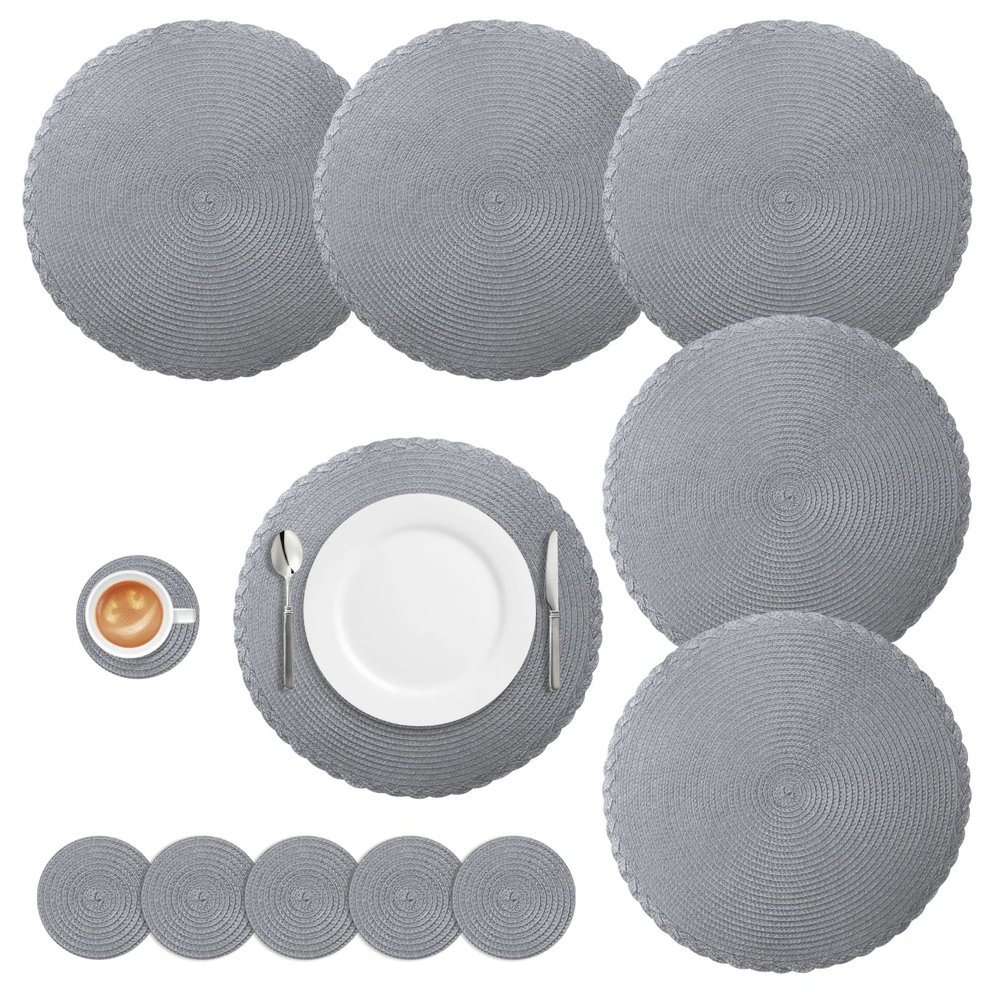 Heat Resistant Round Placemats Set of 6 - Durable & Stylish