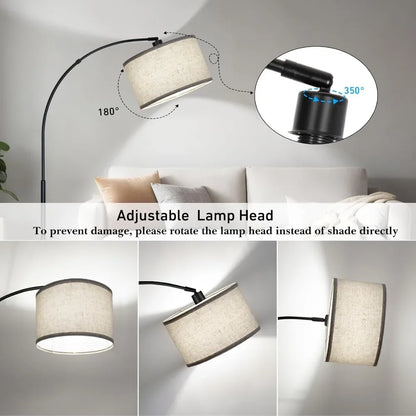 Modern Floor Lamp: Adjustable Drum Shade, Foot Switch