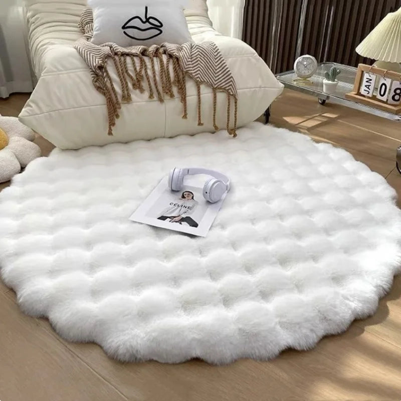 Faux Fur Round Carpet - Luxury Plush Rugs for Bedroom Decor