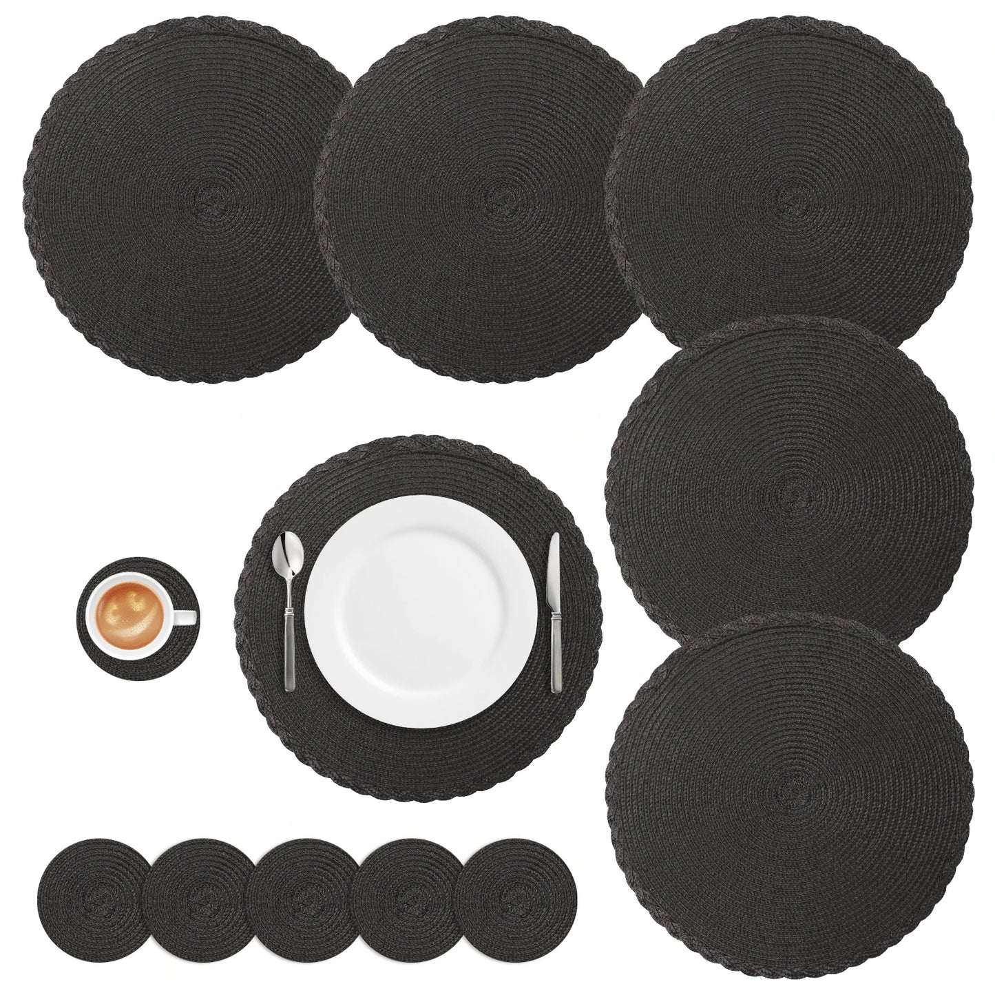 Heat Resistant Round Placemats Set of 6 - Durable & Stylish