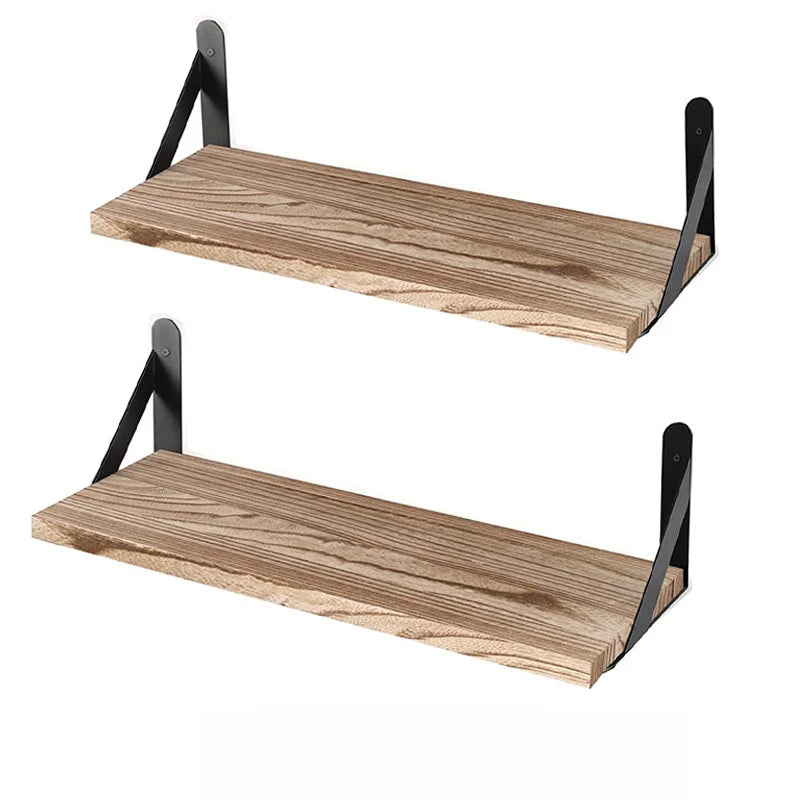 Floating Wooden Wall Shelves - Solid Wood Storage Solution