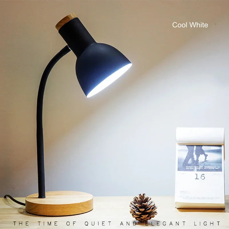 Wooden LED Nordic Desk Lamp - Eye Protection & Folding Design