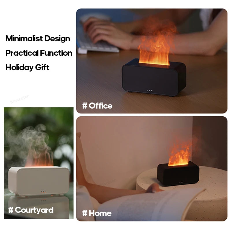 Simulation Flame Aromatherapy Humidifier - LED & Timer