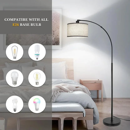 Modern Floor Lamp: Adjustable Drum Shade, Foot Switch