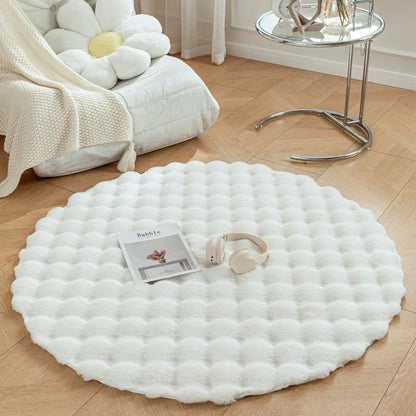 Faux Fur Round Carpet - Luxury Plush Rugs for Bedroom Decor