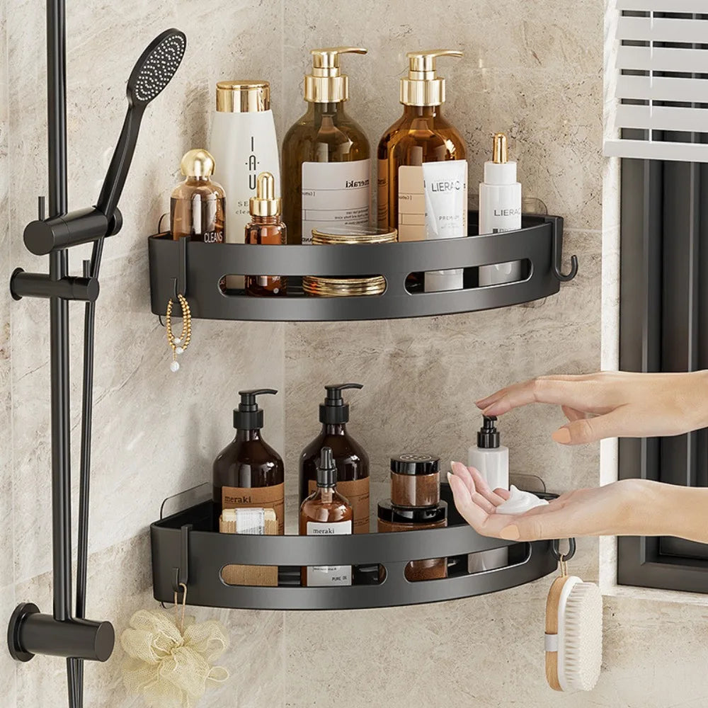 Adhesive Bathroom Shelves - No Punching Shower Storage