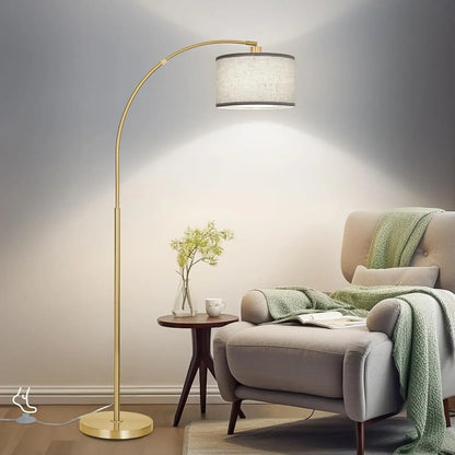 Modern Floor Lamp: Adjustable Drum Shade, Foot Switch