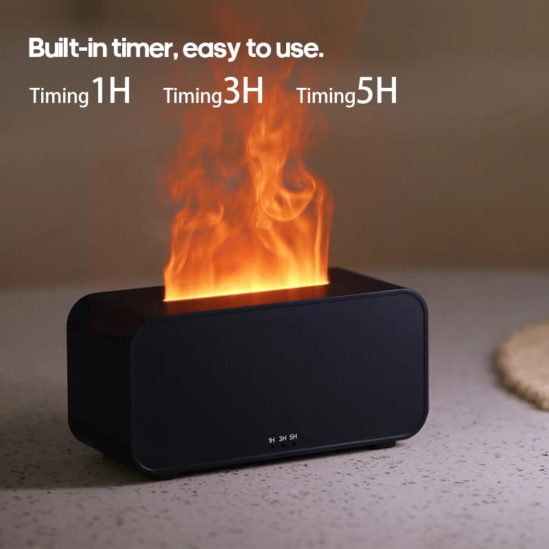 Simulation Flame Aromatherapy Humidifier - LED & Timer